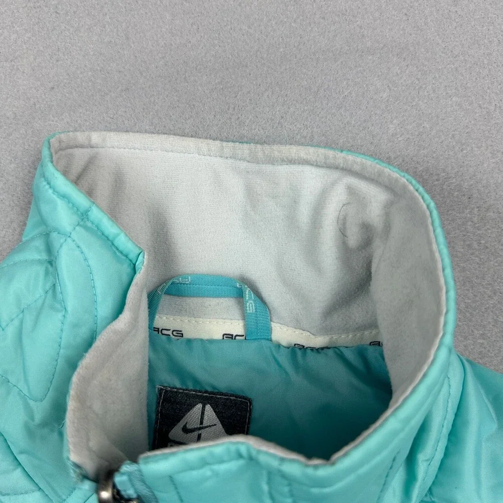 Vintage Nike Jacket Women M Turquoise ACG Thermal Layer 2 Quilted Puffer Zip